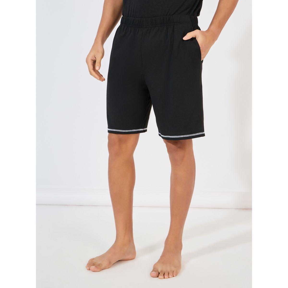 Styli Unwind Contrast Stitch Detail T-Shirt & Shorts Set-men-clothing-nightwear-sets-image-5