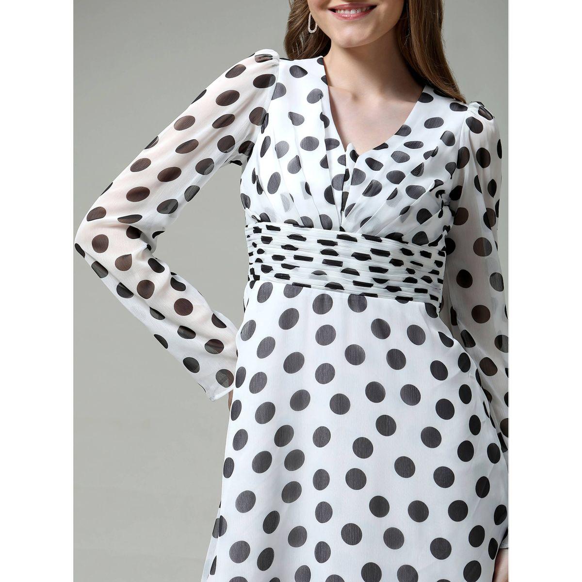 Mish X Styli  Polka Dot Maxi Dress with Waist Pleat Detailing-women-clothing-dresses-image-2