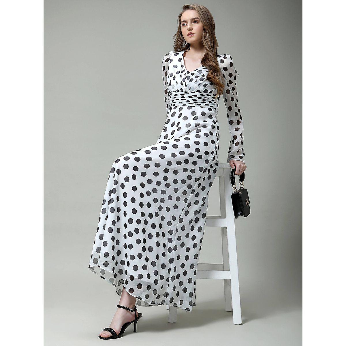 Mish X Styli  Polka Dot Maxi Dress with Waist Pleat Detailing-women-clothing-dresses-image-3