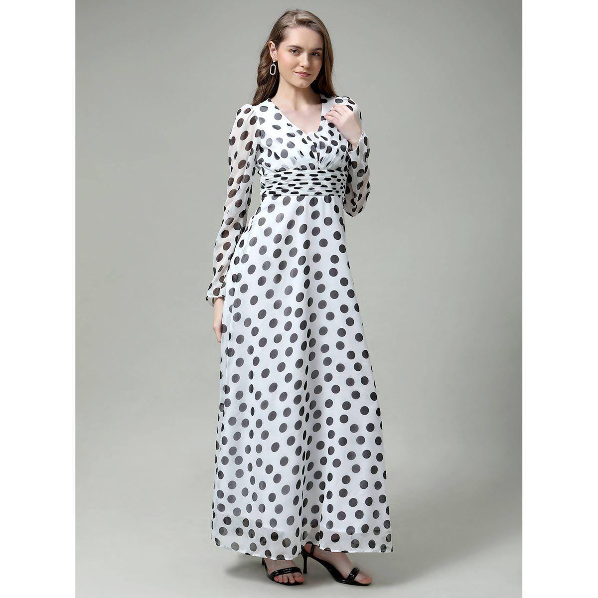 Mish X Styli  Polka Dot Maxi Dress with Waist Pleat Detailing-women-clothing-dresses-image-4