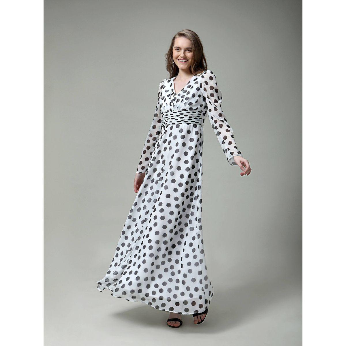 Mish X Styli  Polka Dot Maxi Dress with Waist Pleat Detailing-women-clothing-dresses-image-6