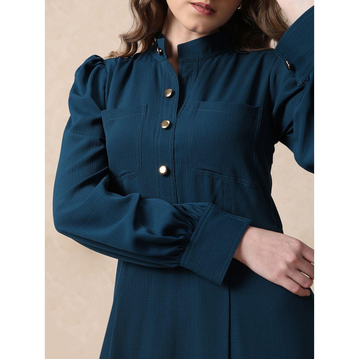 Mish X Styli  Mandarin Collar Front Button Maxi Dress-women-clothing-dresses-image-2