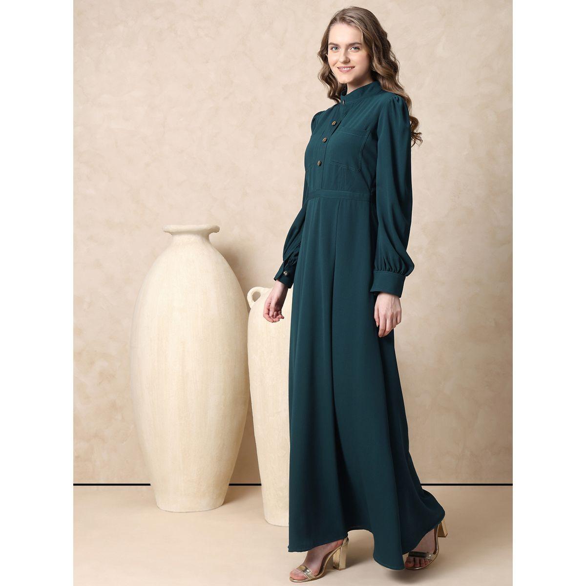 Mish X Styli  Mandarin Collar Front Button Maxi Dress-women-clothing-dresses-image-3
