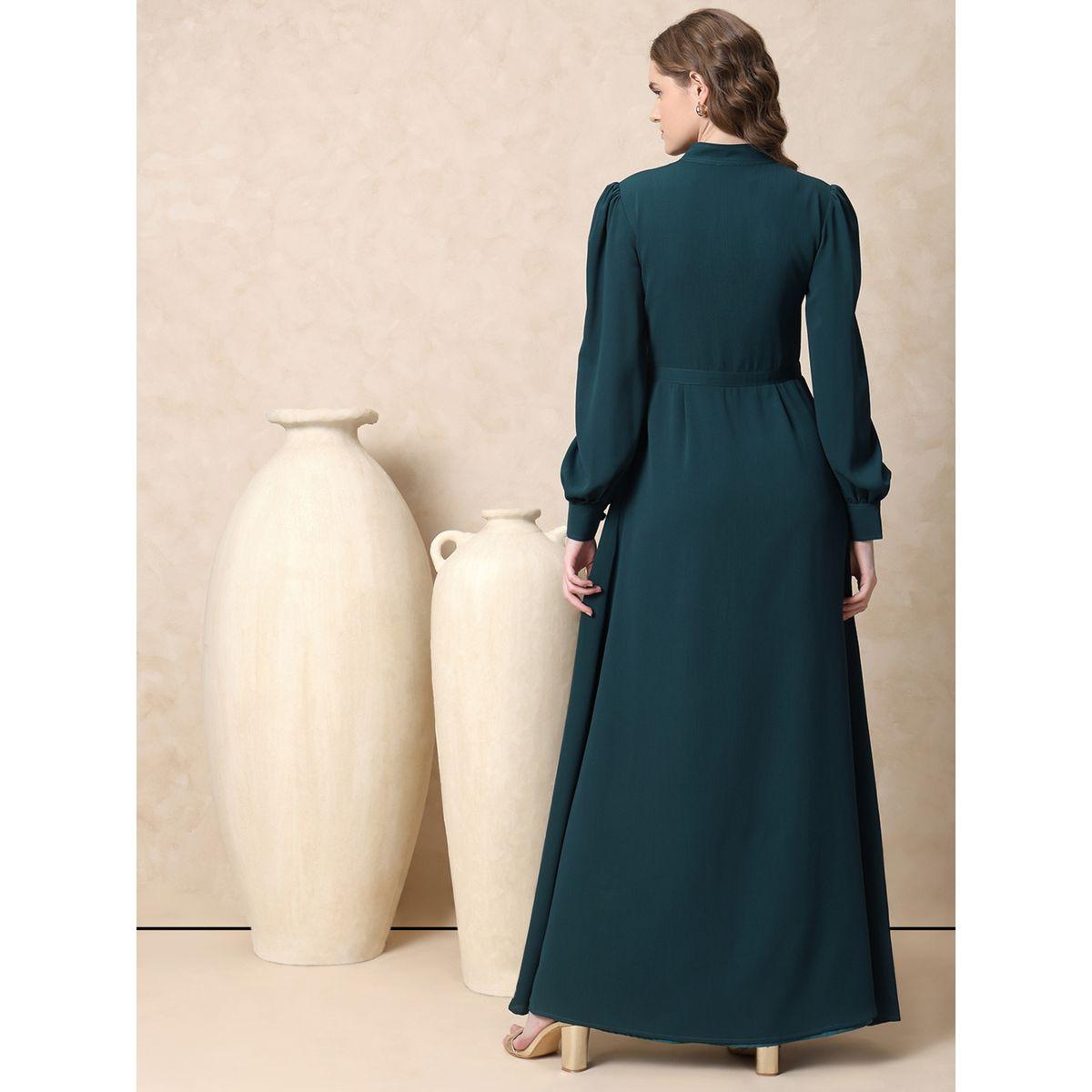 فستان طويل بياقة ماندارين وازرار غلق ميش × ستايلي-women-clothing-dresses-image-5