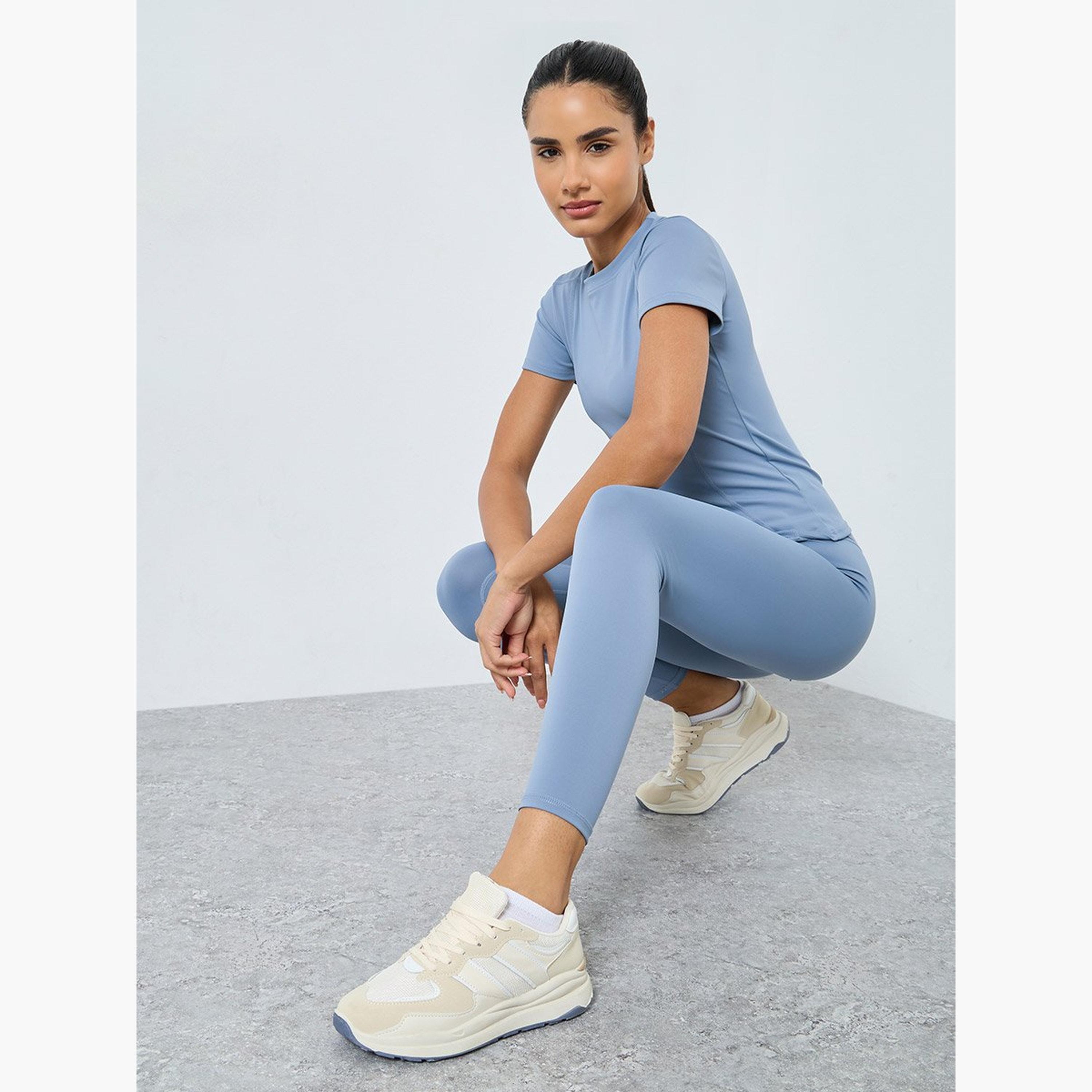 Styli Stitch Detail Short Sleeves Top and Leggings Set-women-clothing-sportswearandactivewear-trackpantsandtracksuits-image-2