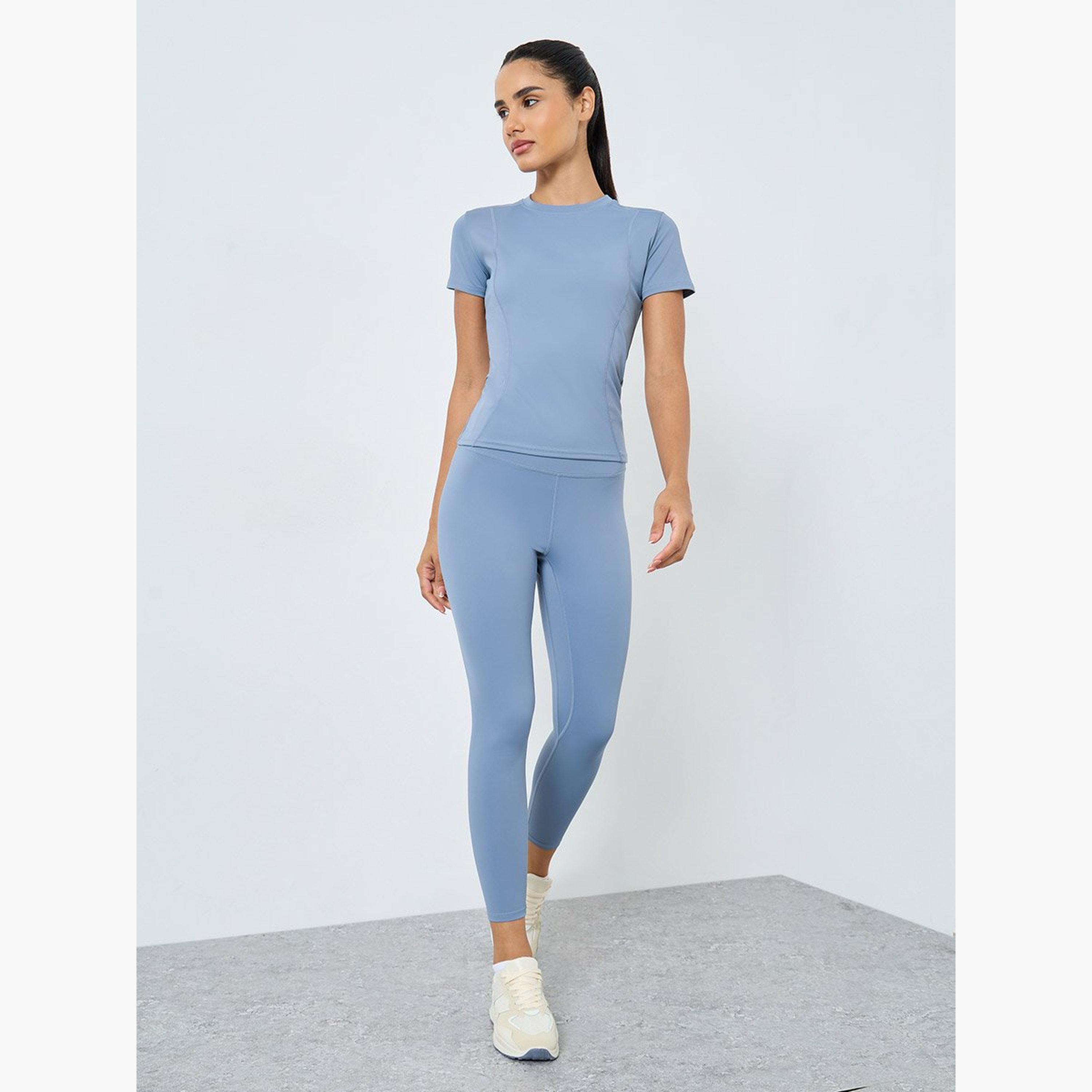 Styli Stitch Detail Short Sleeves Top and Leggings Set-women-clothing-sportswearandactivewear-trackpantsandtracksuits-image-3