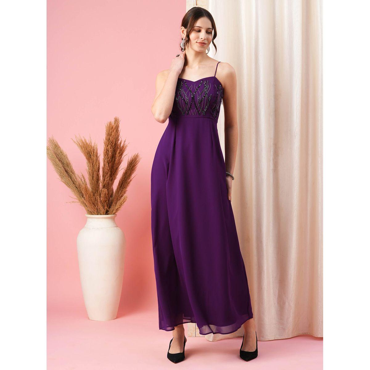 فستان طويل مزين بالخرز مع ياقة على شكل قلب ميش × ستايلي-women-clothing-dresses-image-1