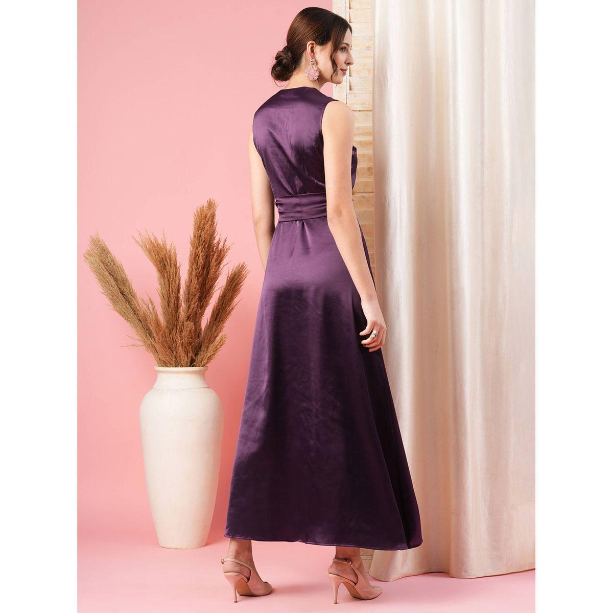 فستان طويل بياقة دائرية ورباط خصر ميش × ستايلي-women-clothing-dresses-image-6