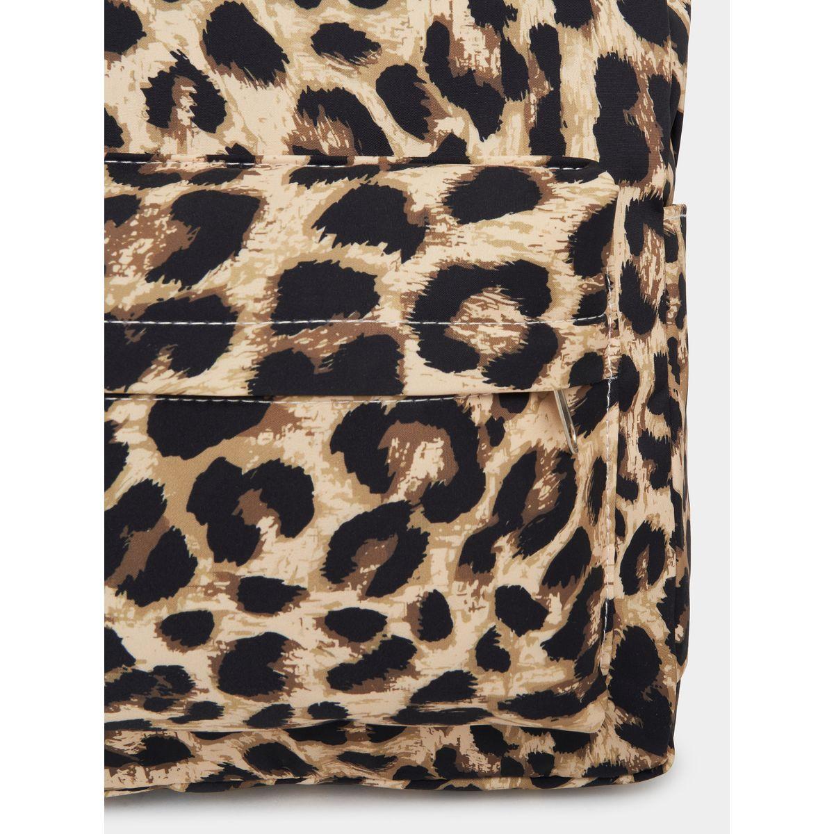 Styli Leopard Print Backpack with Zip Closure-women-bagsandwallets-backpacks-image-3