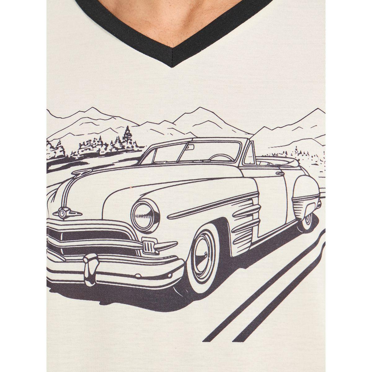 Styli Unwind Contrast V Neck Graphic Print T-Shirt & Shorts Set-men-clothing-nightwear-sets-image-3