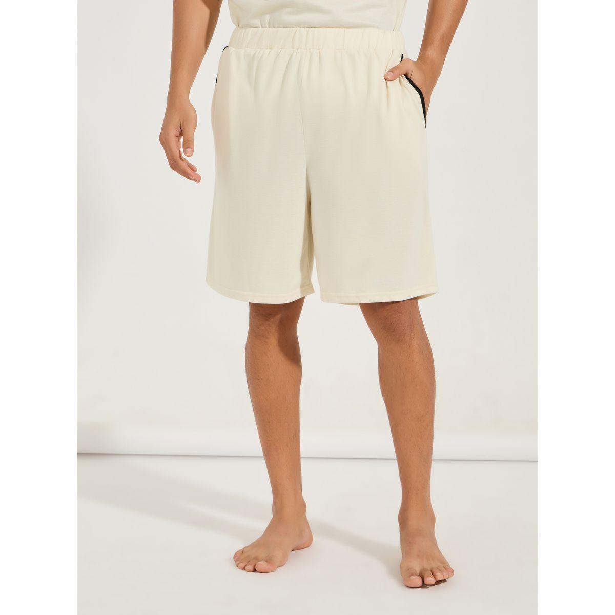 Styli Unwind Contrast V Neck Graphic Print T-Shirt & Shorts Set-men-clothing-nightwear-sets-image-4