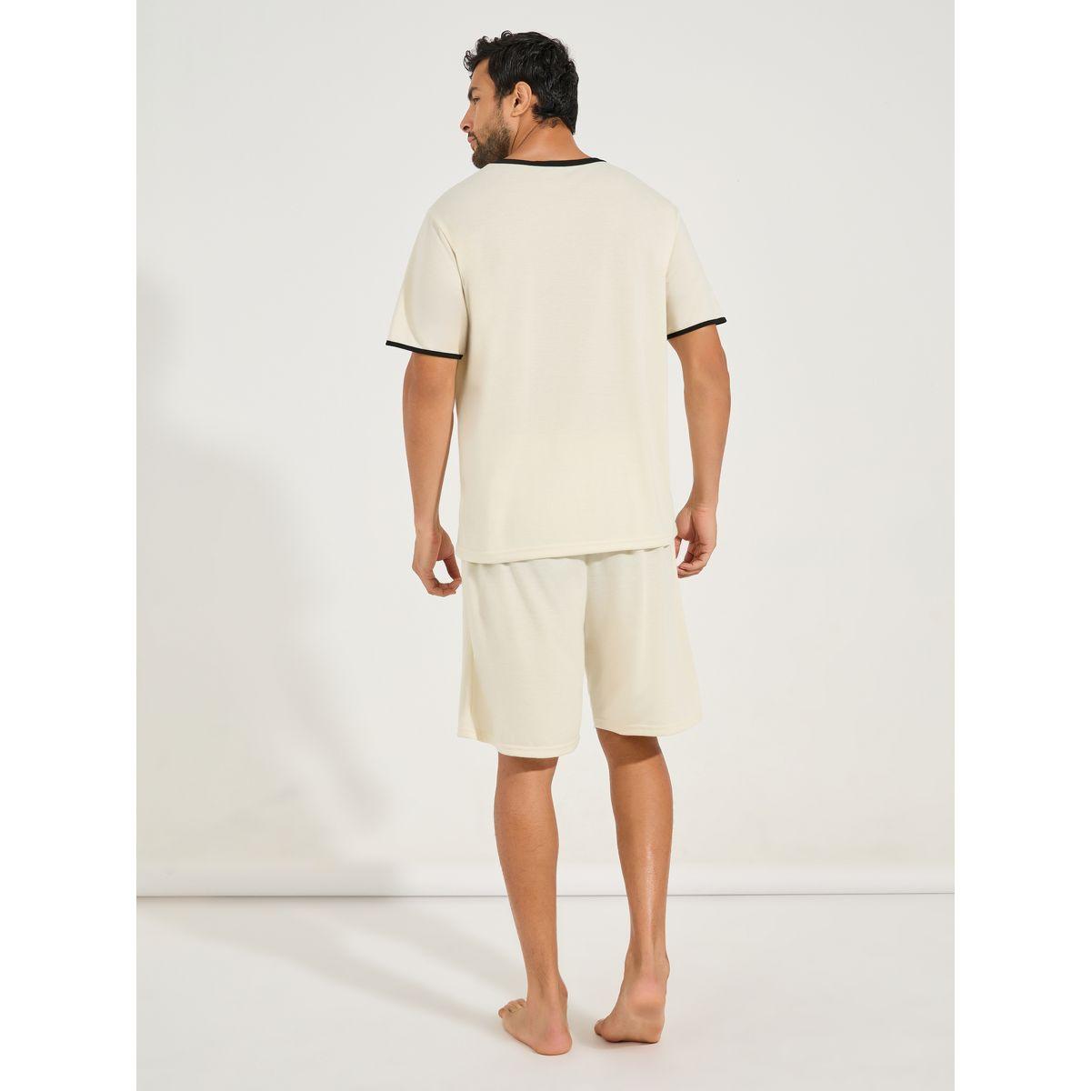 Styli Unwind Contrast V Neck Graphic Print T-Shirt & Shorts Set-men-clothing-nightwear-sets-image-5