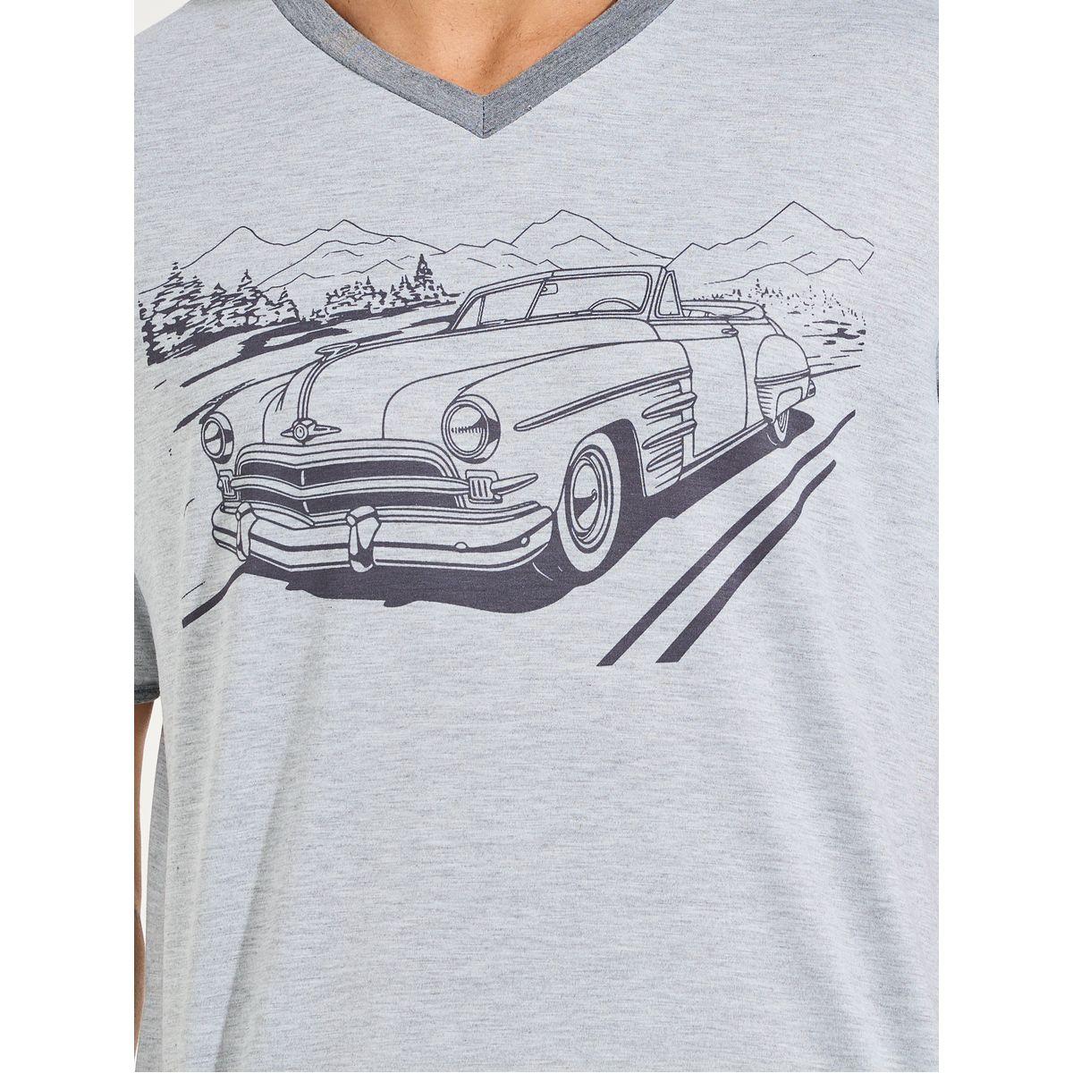 Styli Unwind Contrast V Neck Graphic Print T-Shirt & Shorts Set-men-clothing-nightwear-sets-image-3