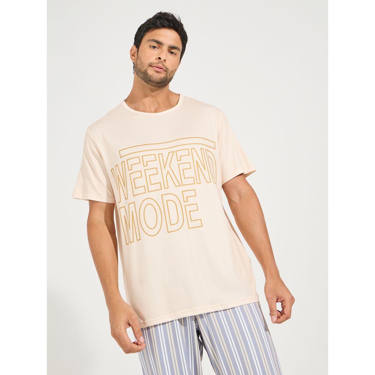 Styli Unwind Slogan Print T-Shirt & Striped Pyjama Set-men-clothing-nightwear-sets-image-3
