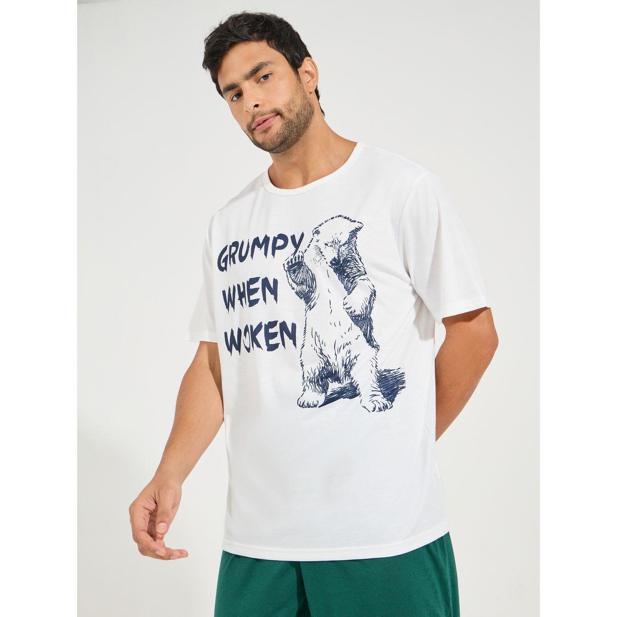 طقم من بنطال بيجاما سادة مع تيشيرت بطبعة جرافيك-men-clothing-nightwear-sets-image-2