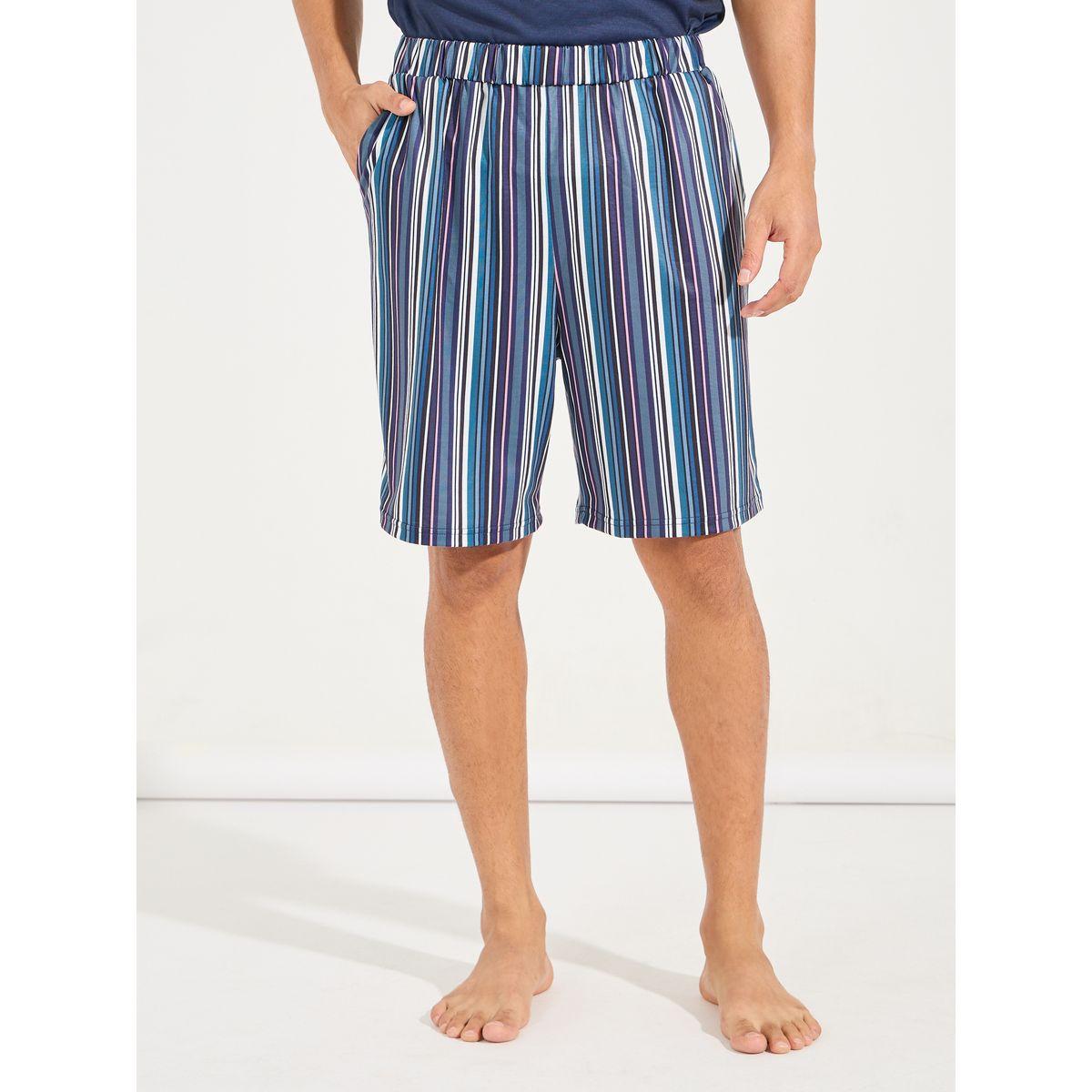 Styli Unwind Graphic Print T-Shirt & Striped Shorts Set-men-clothing-nightwear-sets-image-5