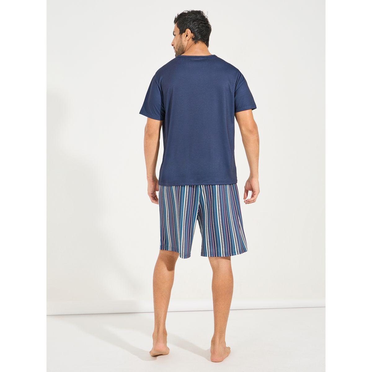 Styli Unwind Graphic Print T-Shirt & Striped Shorts Set-men-clothing-nightwear-sets-image-6