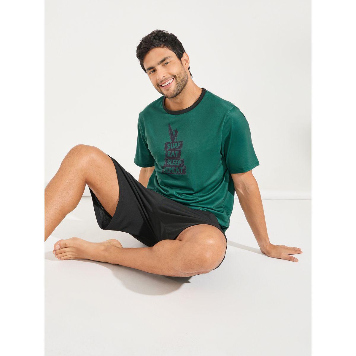 Styli Unwind Graphic Print T-Shirt & Solid Shorts Set-men-clothing-nightwear-sets-image-1