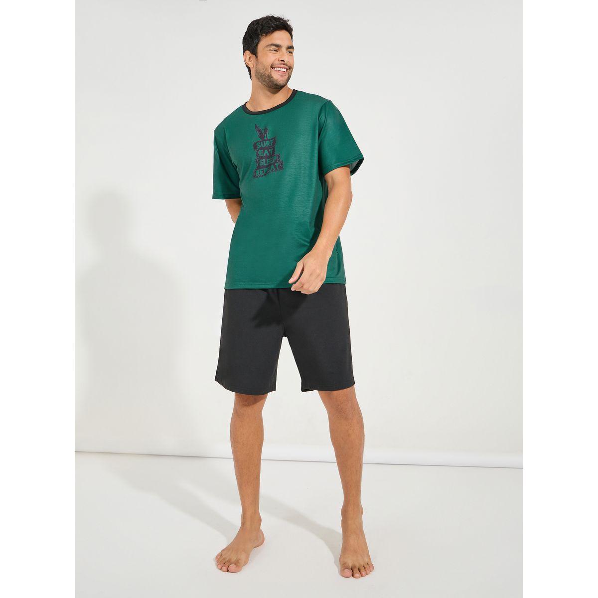 Styli Unwind Graphic Print T-Shirt & Solid Shorts Set-men-clothing-nightwear-sets-image-2