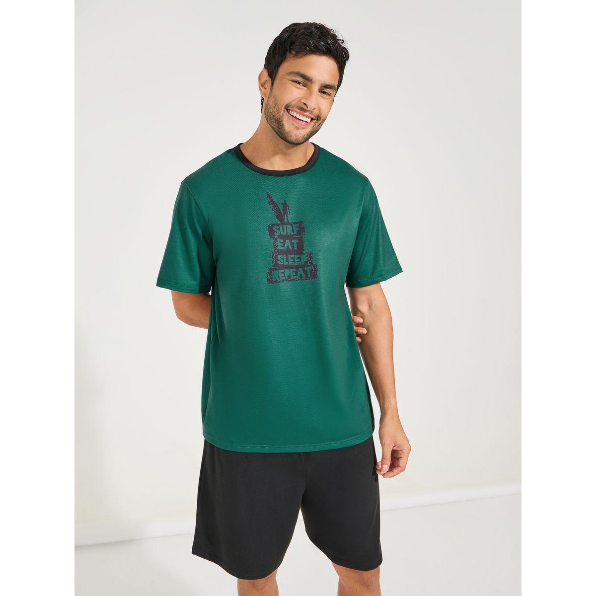 Styli Unwind Graphic Print T-Shirt & Solid Shorts Set-men-clothing-nightwear-sets-image-3