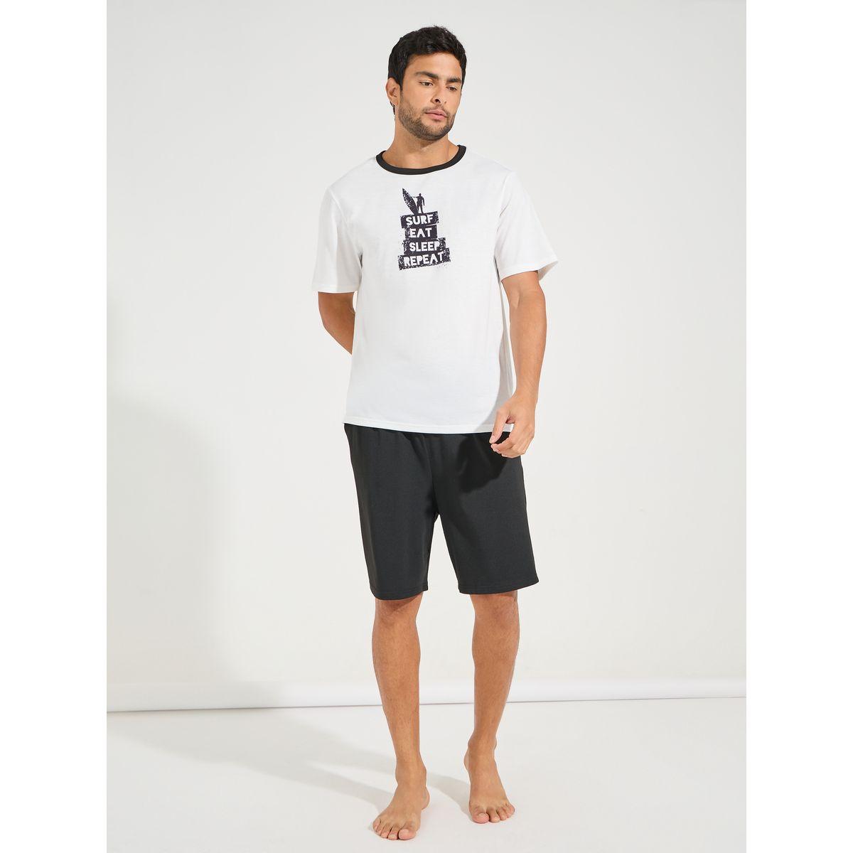 Styli Unwind Graphic Print T-Shirt & Solid Shorts Set-men-clothing-nightwear-sets-image-1