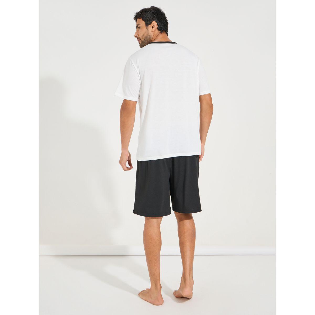 مجموعة من شورت سادة مع تيشيرت بطبعة جرافيك-men-clothing-nightwear-sets-image-1