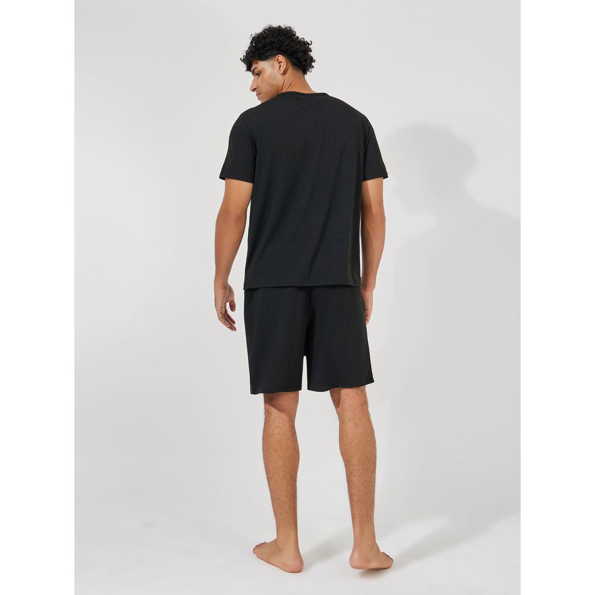 Styli Unwind Coffee Club Graphic Print T-Shirt & Solid Shorts Set-men-clothing-nightwear-sets-image-4