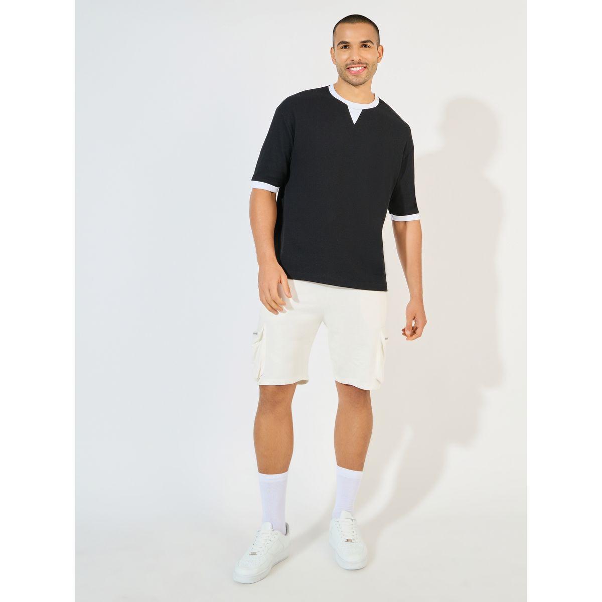 تيشيرت فضفاض محبوك بنمط وافل-men-clothing-tshirtsandpolos-tshirts-image-2