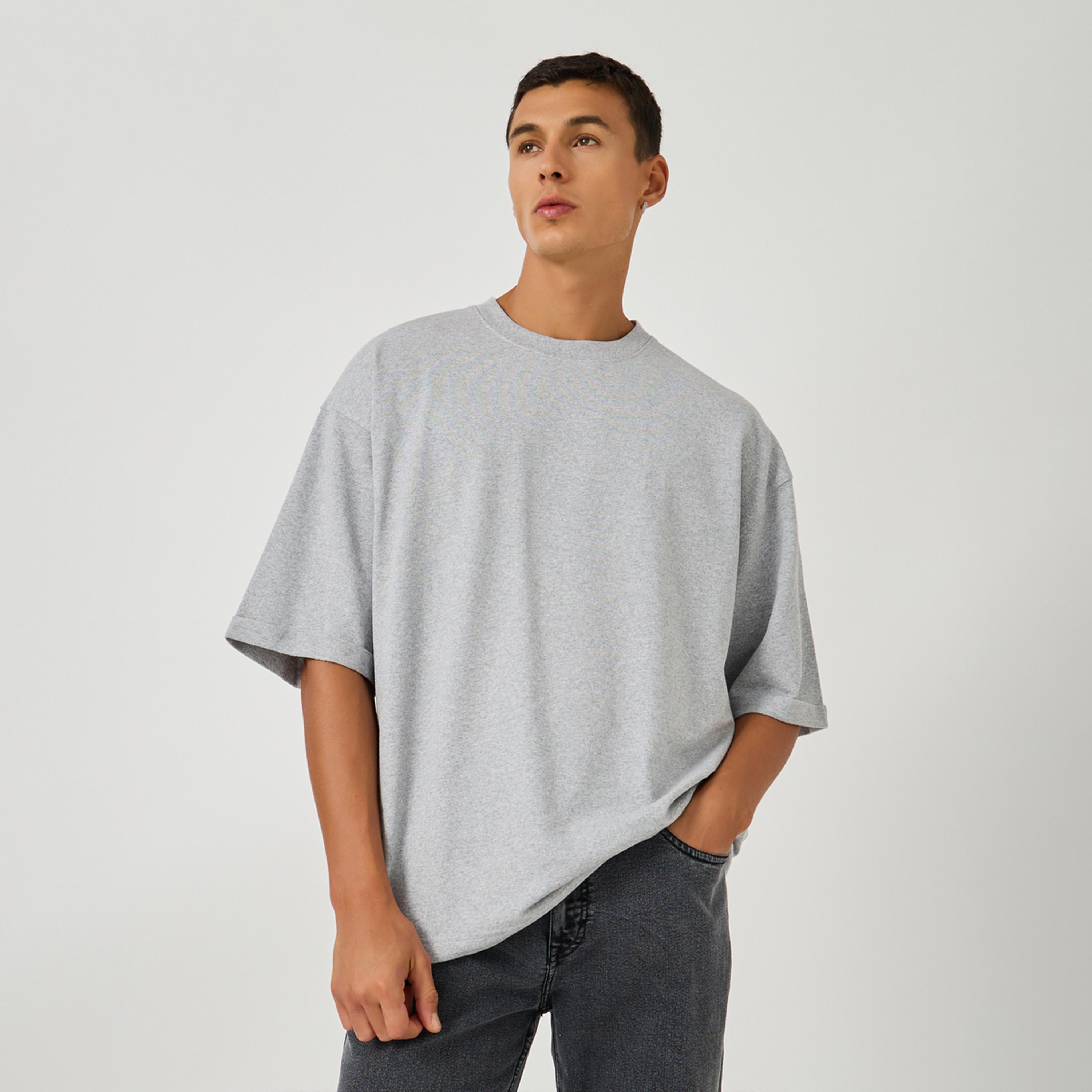 Styli Boxy Fit Terry T-Shirt with Turn-Up Sleeve-men-clothing-tshirtsandpolos-tshirts-image-1