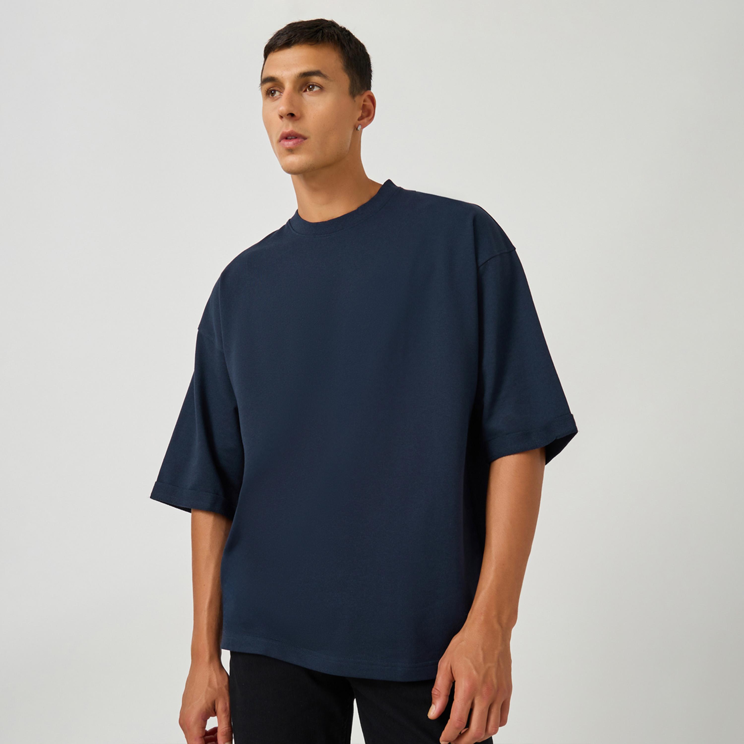 Styli Boxy Fit Terry T-Shirt with Turn-Up Sleeve-men-clothing-tshirtsandpolos-tshirts-image-1
