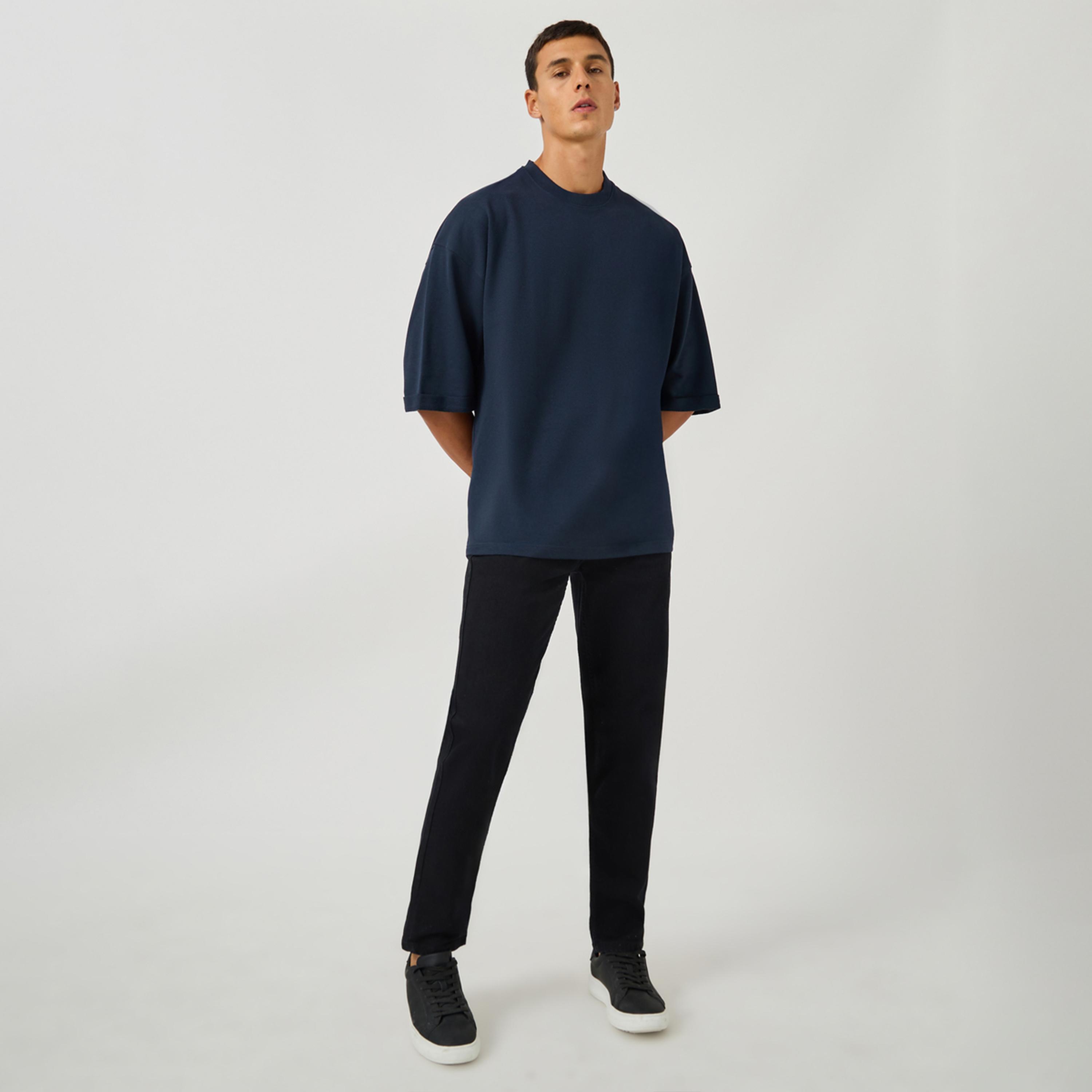 Styli Boxy Fit Terry T-Shirt with Turn-Up Sleeve-men-clothing-tshirtsandpolos-tshirts-image-2