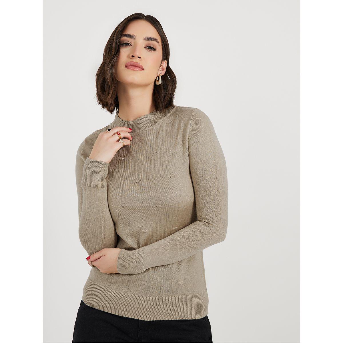 سويتر بقصة سليم فت وتفاصيل بارزة الملمس-women-clothing-cardigansandjumpers-jumpers-image-1