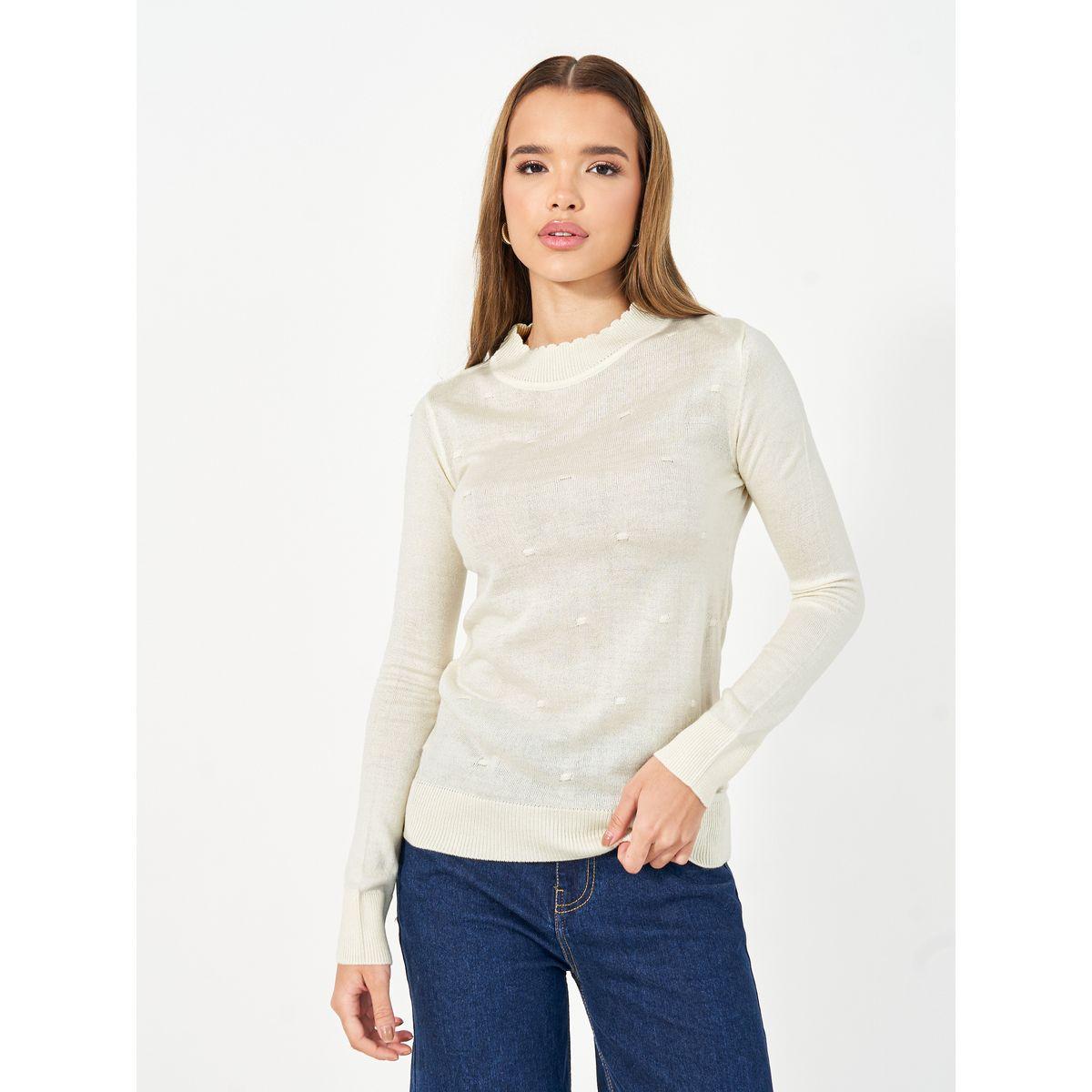 Styli Slim Fit Regular Length Textured Knit Sweater-women-clothing-cardigansandjumpers-jumpers-image-1