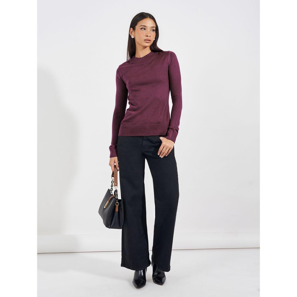 Styli Slim Fit Regular Length Textured Knit Sweater-women-winterwear-cardigansandjumpers-jumpers-image-2