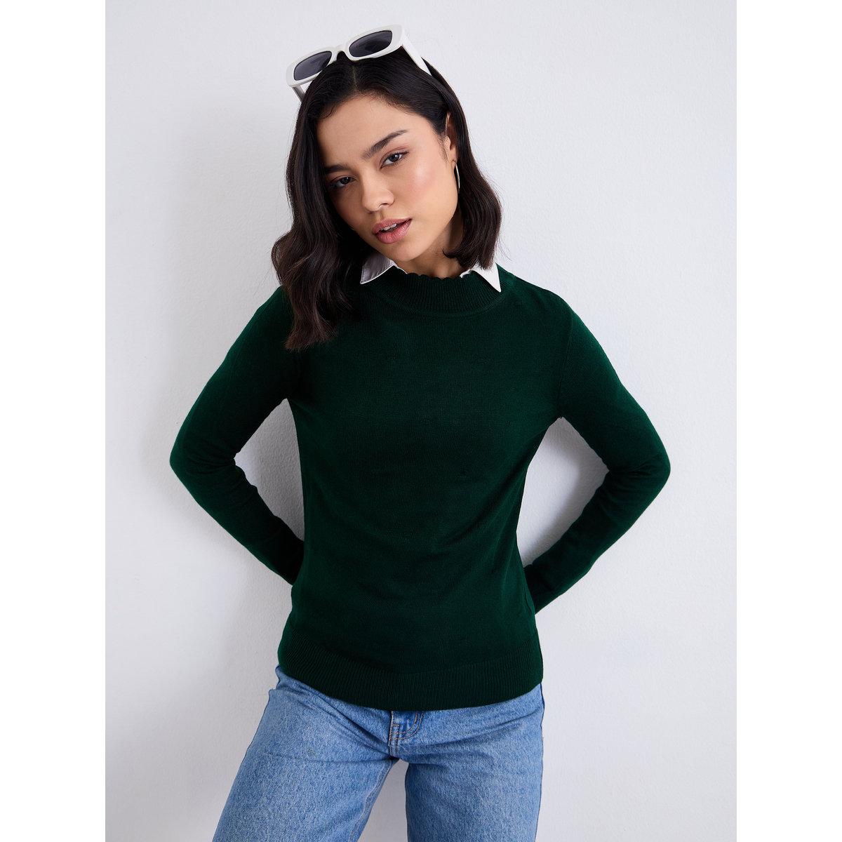 Styli Slim Fit Regular Length Textured Knit Sweater-women-winterwear-cardigansandjumpers-jumpers-image-5