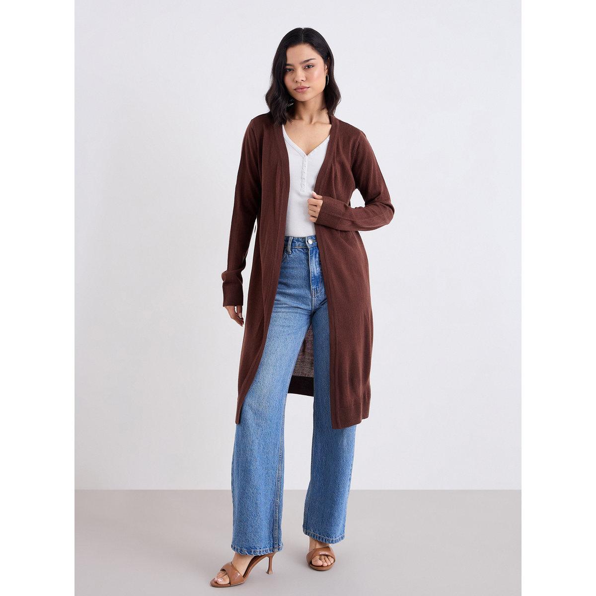 Styli Regular Fit Longline Front Open Cardigan-women-winterwear-cardigansandjumpers-jumpers-image-2