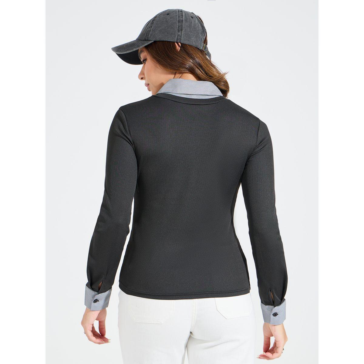 Styli Elevate Rib Regular Fit Contrast Long Sleeve T-Shirt-women-clothing-tshirts-image-5