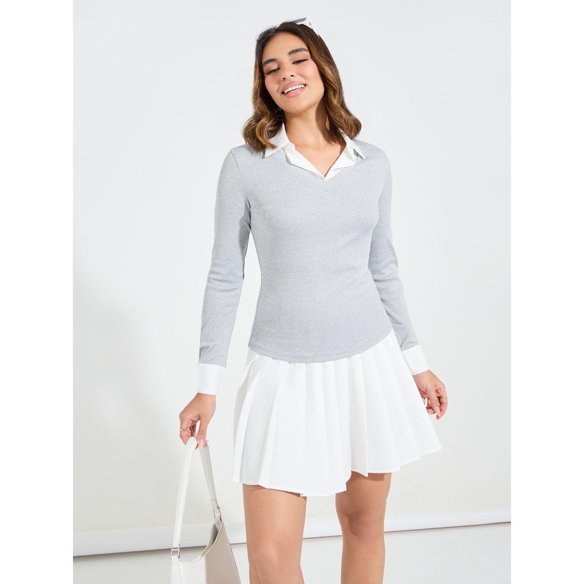 Styli Elevate Rib Regular Fit Contrast Long Sleeve T-Shirt-women-clothing-tshirts-image-3
