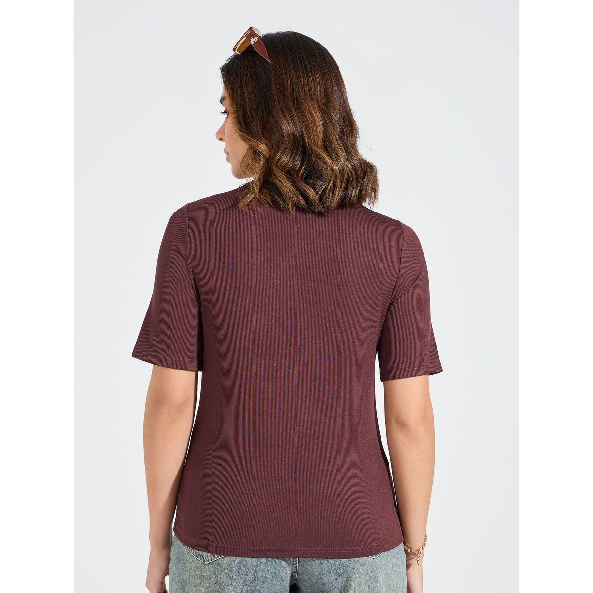 بلوزة محبوكة بنمط مضلع مع اكمام قصيرة-women-clothing-shirtsandblouses-blouses-image-5