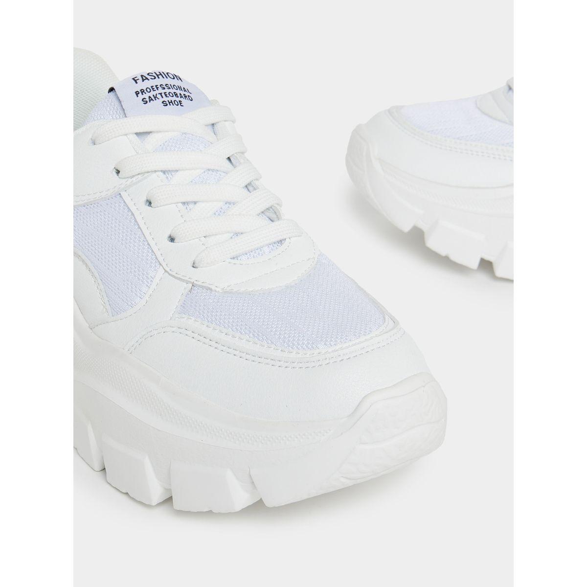 Styli Mesh Upper Lace Up Chunky Sneakers-women-shoes-sneakers-image-4