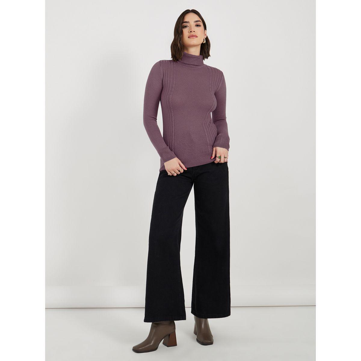 Styli Slim Fit Regular Length Turtle Neck Cable Knit Sweater-women-clothing-cardigansandjumpers-jumpers-image-2