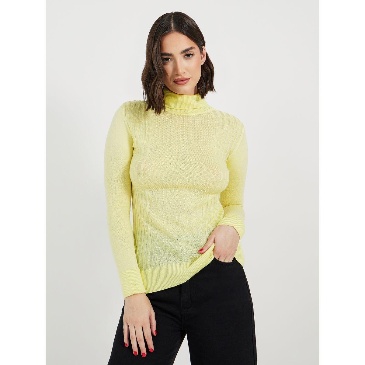Styli Slim Fit Regular Length Turtle Neck Cable Knit Sweater-women-clothing-cardigansandjumpers-jumpers-image-1