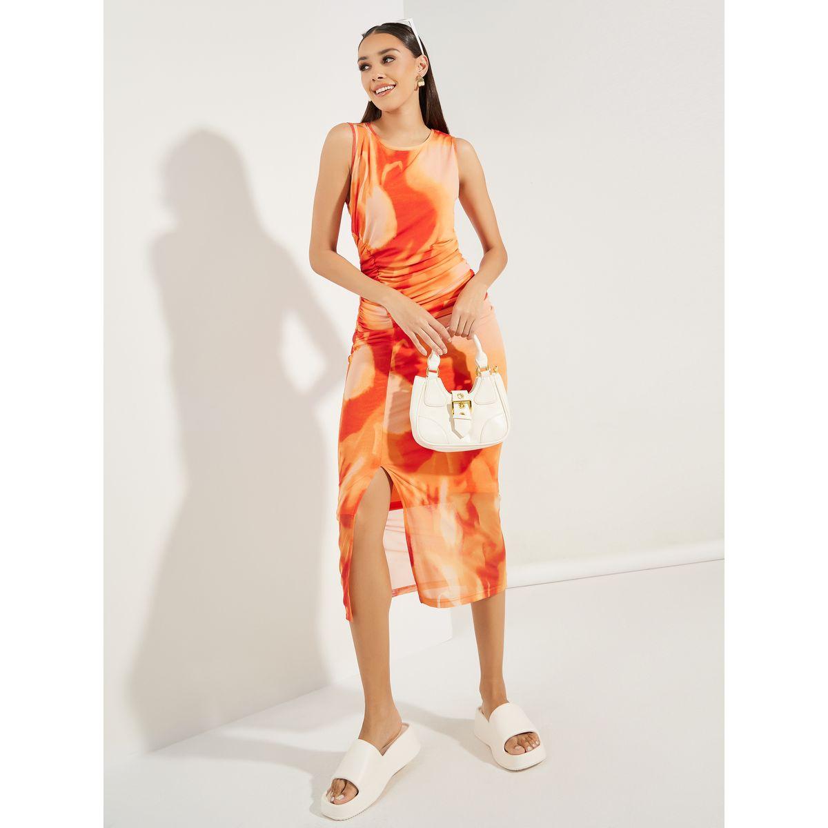 Styli Tie & Dye Print Gathered Bodycon Midi Dress-women-clothing-dresses-image-2