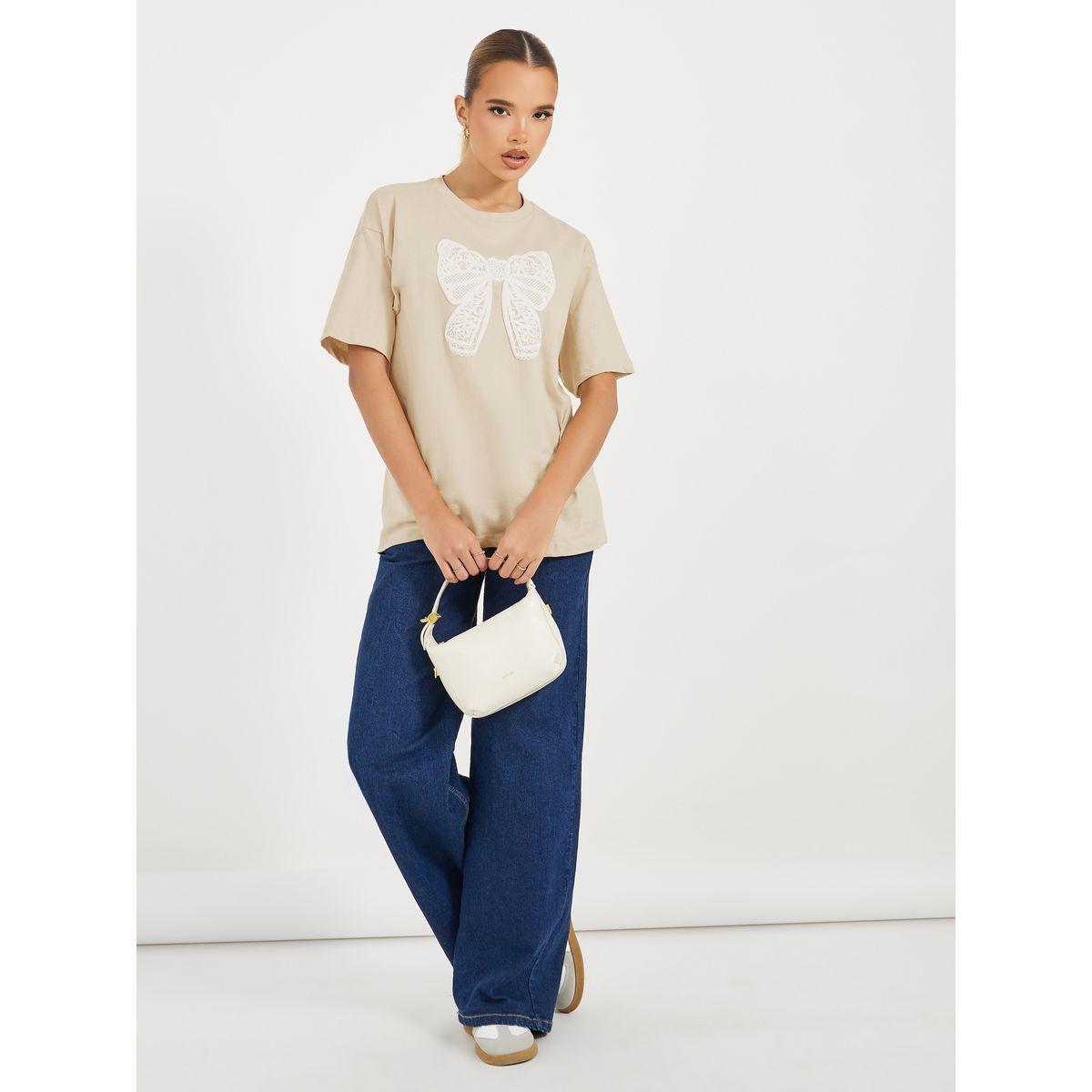 تيشيرت فضفاض بطبعة جرافيك وأكمام قصيرة-women-clothing-tshirts-image-2