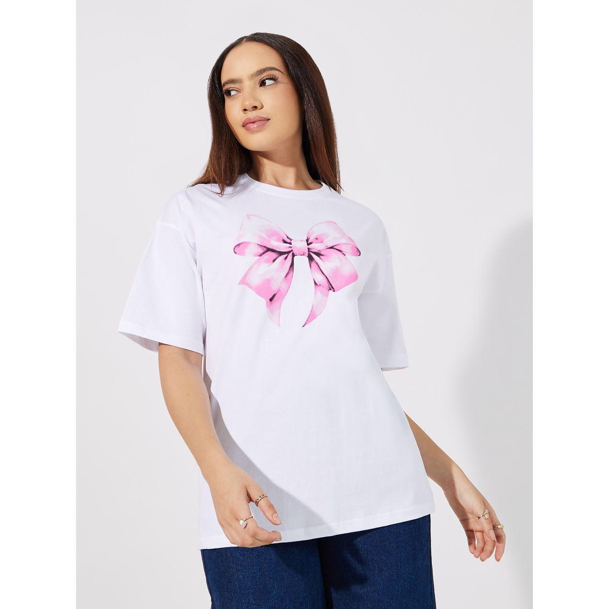 تيشيرت فضفاض مطبع بطبعة جرافيك-women-clothing-tshirts-image-1