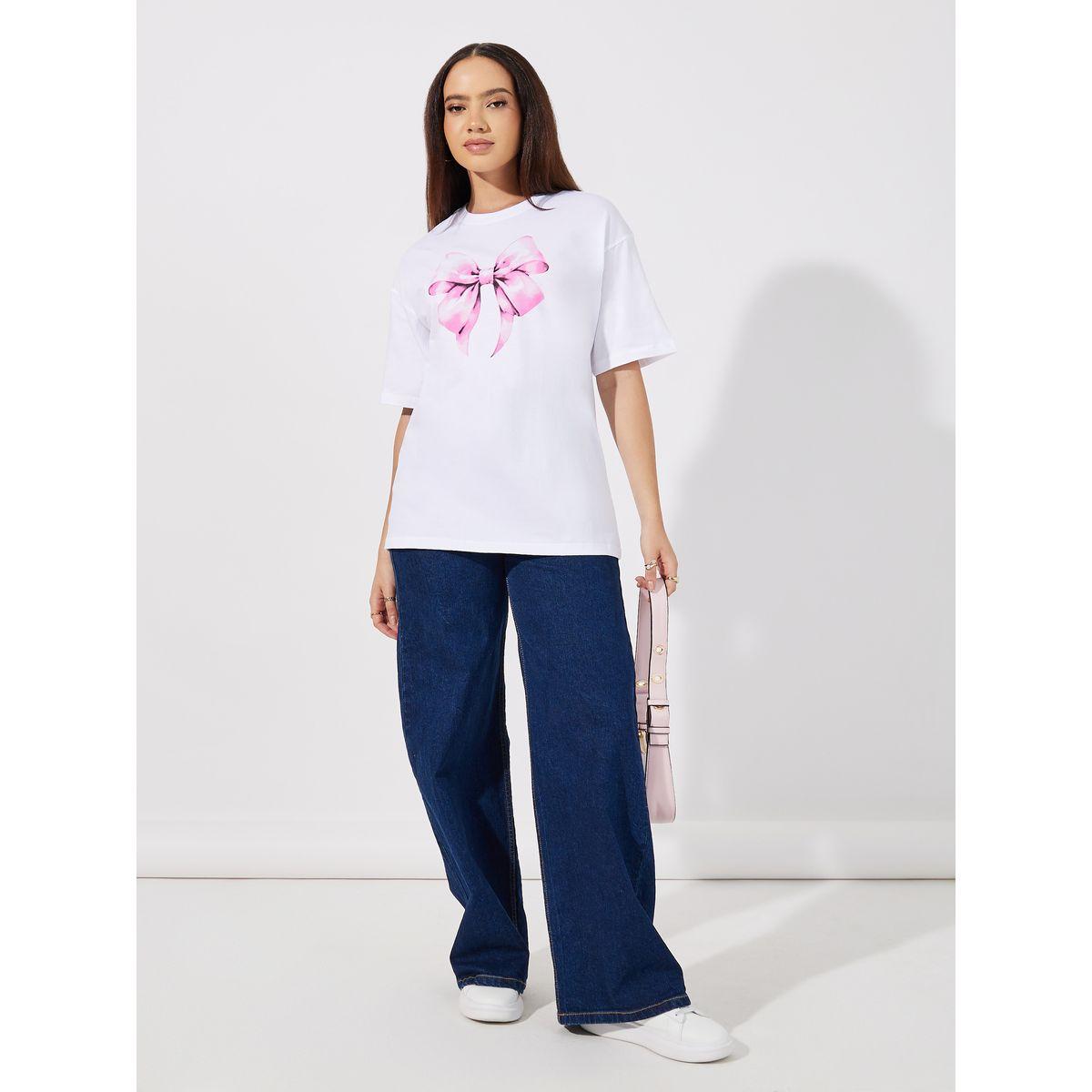Styli Oversized Bow Graphic Print T-Shirt-women-clothing-tshirts-image-2