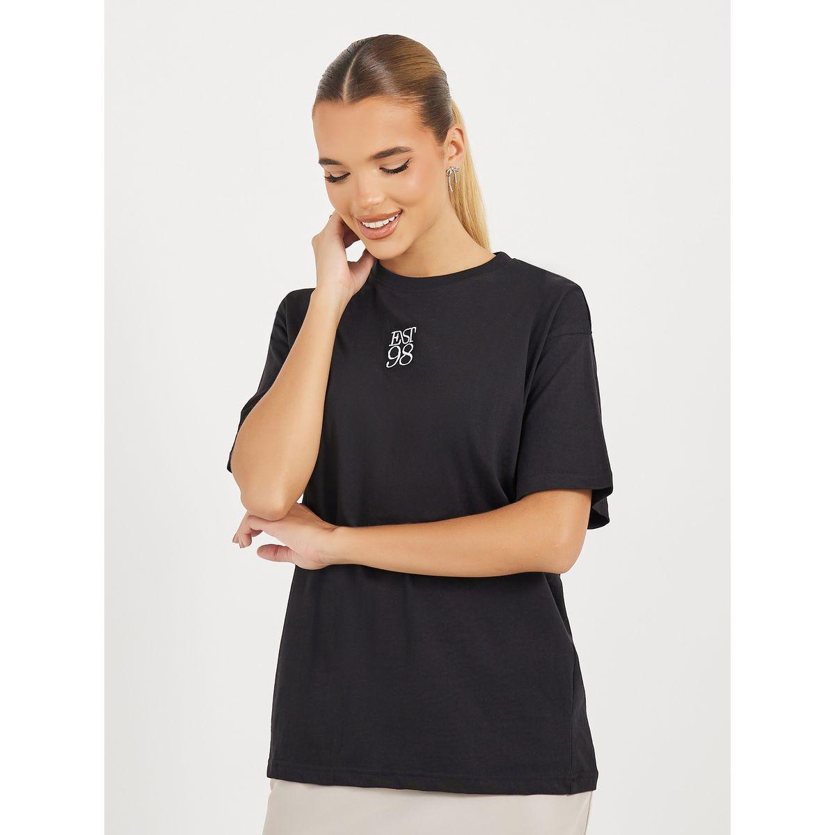 تيشيرت فضفاض بياقة دائرية وأكمام قصيرة-women-clothing-tshirts-image-3