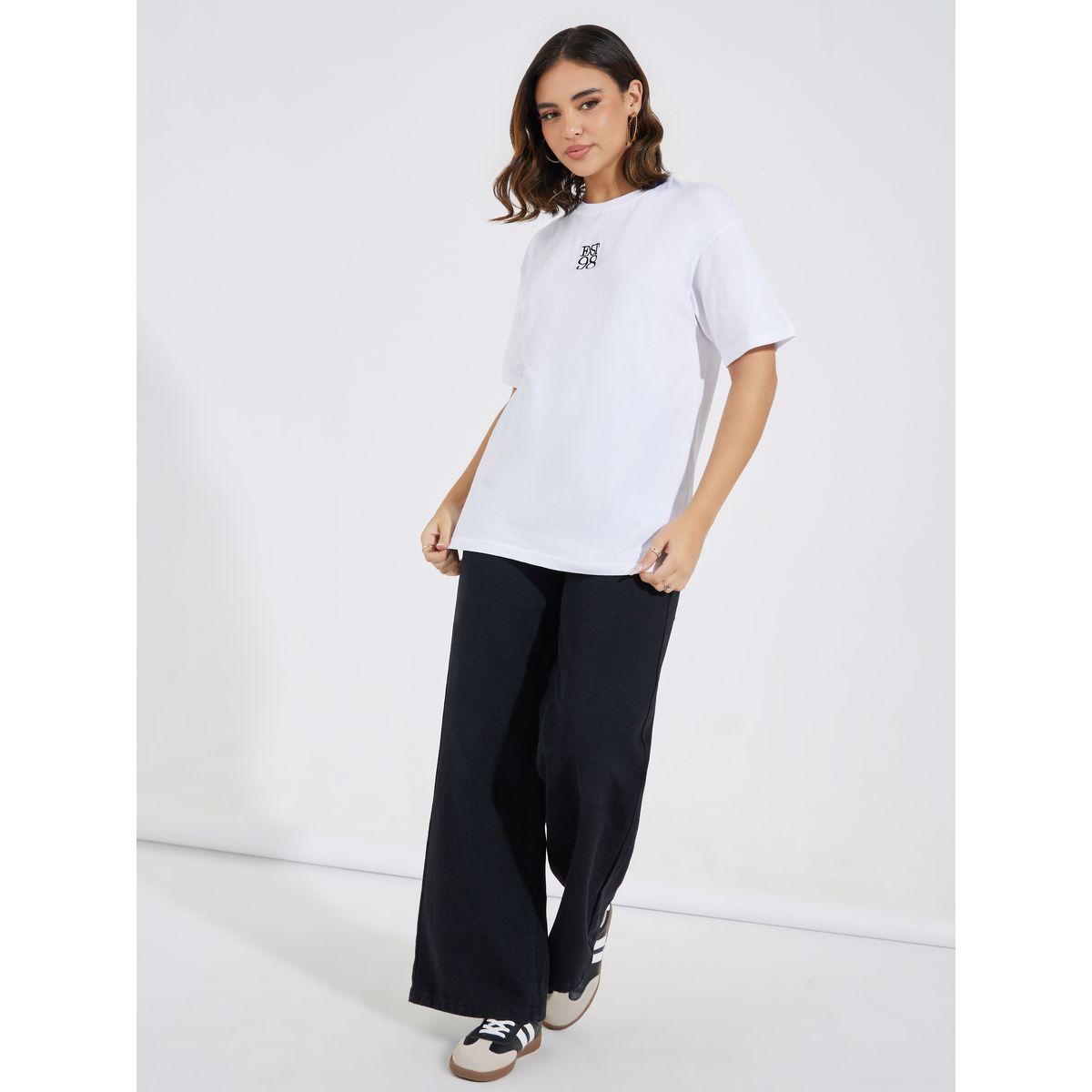 Styli Oversized Embroidered T-Shirt with Dropped Shoulder-women-clothing-tshirts-image-2