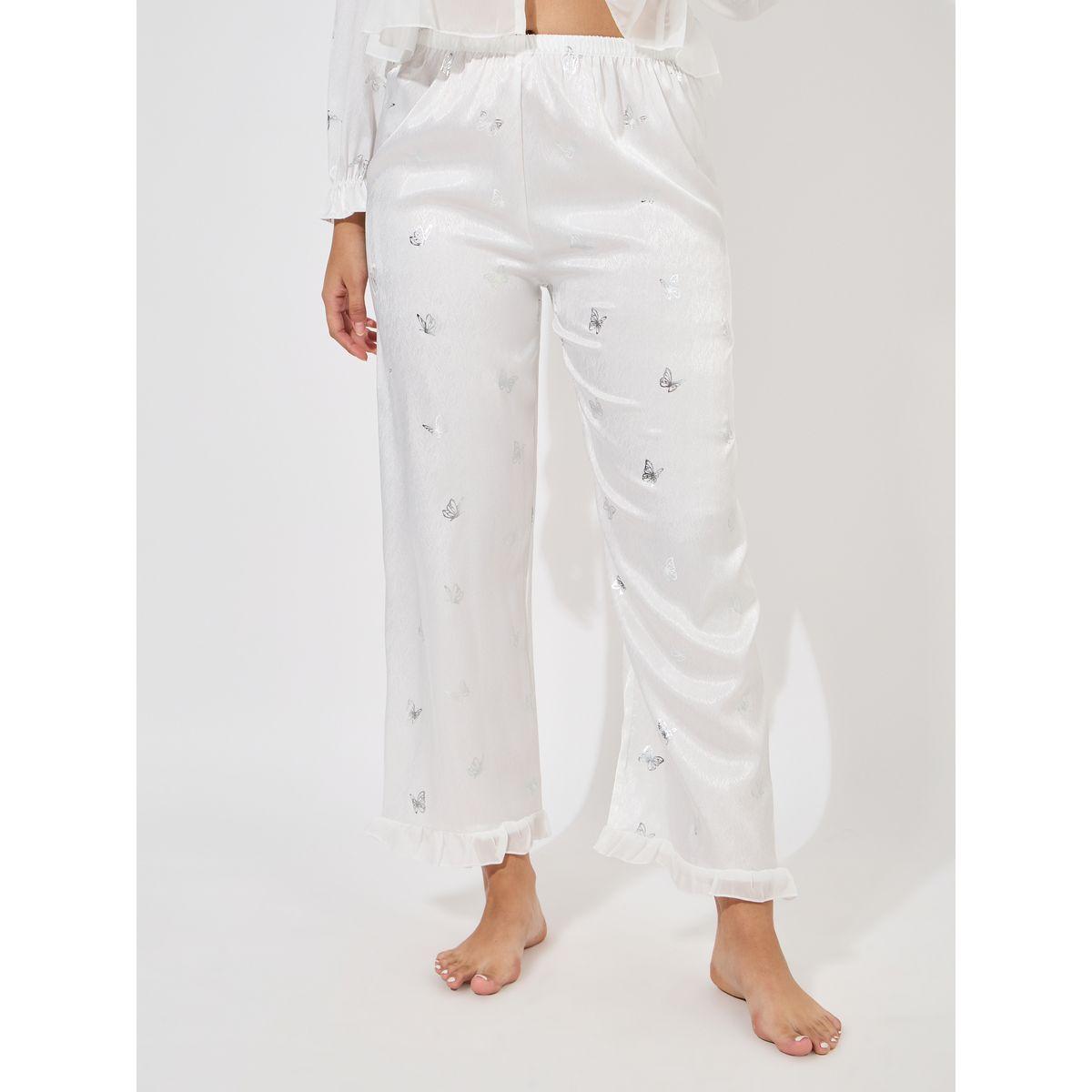 Styli Unwind Foil Butterfly Print Ruffle Detail Top & Pyjama Set-women-clothing-nightwear-pyjamas-longsets-image-5
