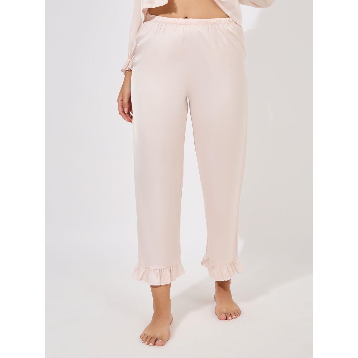طقم من بنطال بيجاما مع بلوزة باربطة وتفاصيل دانتيل-women-clothing-nightwear-pyjamas-longsets-image-5
